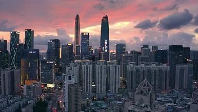 深圳城市道路日落航拍绝美视频的预览图